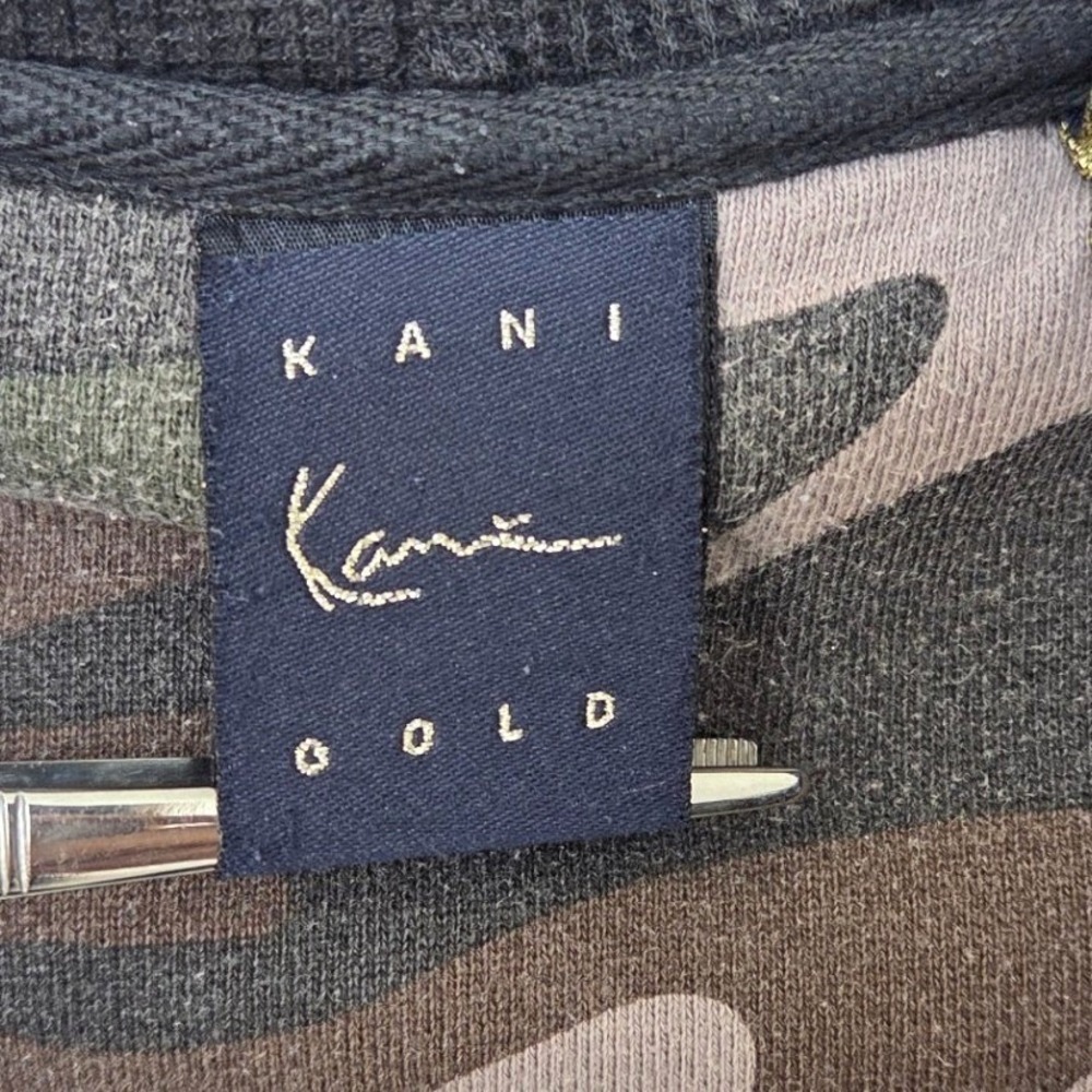 Karl Kani Gold Men Hoodie 3X Camo Full Zip Waffle Lined Hunting-some wear,gd zip
